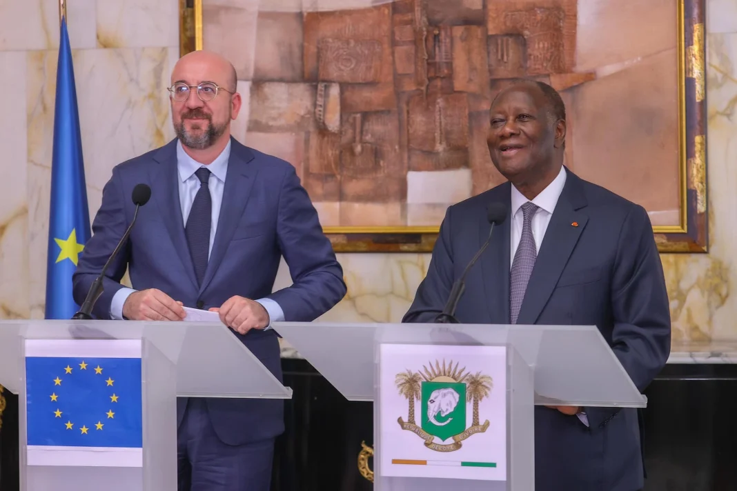 Charles Michel? actuel prÃ©sident du Conseil europÃ©en et Alassane Ouattara.